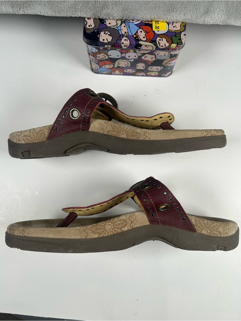 Taos Serena Red and Yellow bohemian buckle Leather Sandals - Picture 8 of 9